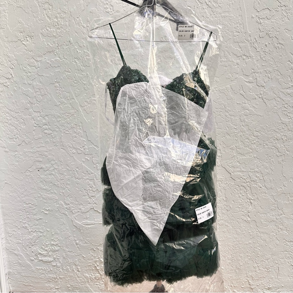 Mac Duggal Green Sequin Mini Dress - Picture 4 of 8